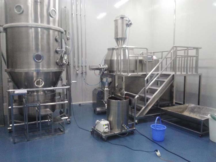 High shear mixer granulator and fluidized bed produ